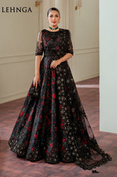 Midnight Blossom – Black Floral Embellished Lehenga